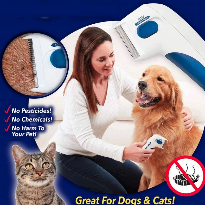 FLEA KILLER ELECTRIC COMB - GREAT DOCTOR FOR PETS + PET HAIR REMOVER